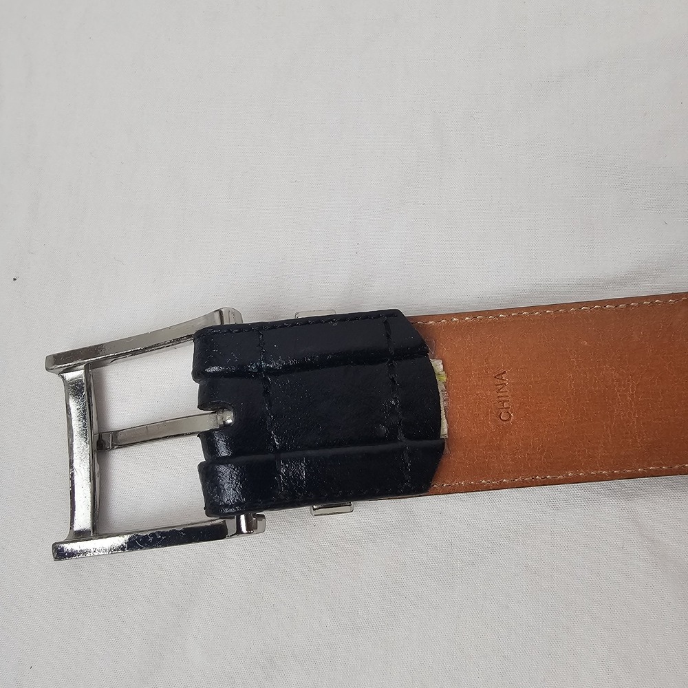 Cubavera Black Cowhide Lined Italian Full Grain Leather Mens Belt IV32003 Sz 36 - Picture 3 of 10